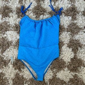 NWOT FP beach Blue‎ One-Piece textured shoulder tie Swimsuit